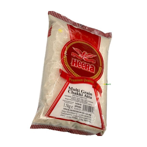 Heera-multi-grain-chakki-atta.jpg Heera Multi Grain Chakki Atta | Premium Stone-Ground Wholegrain Flour | High-Fiber & Nutrient-Rich | 10kg Pack - Image 1