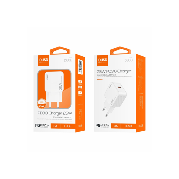 IDUSD-25w-travel-charger-tuRbo-carga-D10B.jpg IDUSD 25W Travel Charger Turbo D10B – Fast Charging USB Adapter for Smartphones & Tablets - Image 1