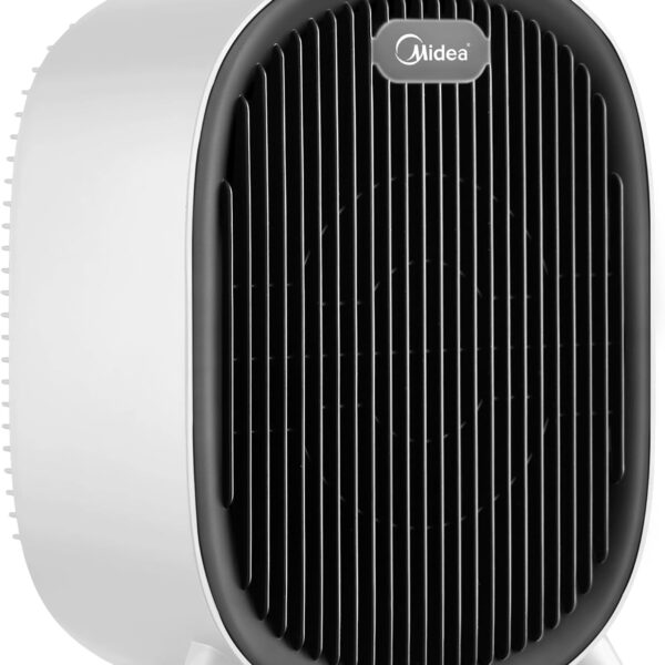 MIDEA Low Consumption Bathroom Electric Heater 2000W | Heater with Cold Air Function and 2 Power Levels | Portable Heater with Adjustable Thermostat and Overheating Protection, White