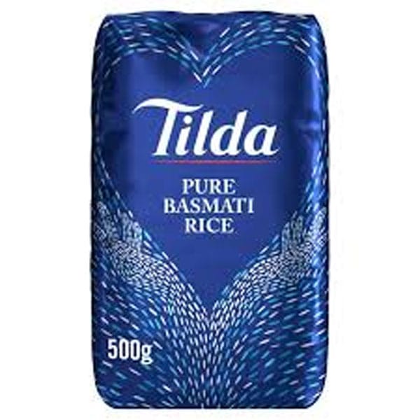 Tilda-pure-basmati-rice-500g.jpg Tilda Pure Basmati Rice 500g | Aromatic Long-Grain Rice | Premium Quality Everyday Staple - Image 1