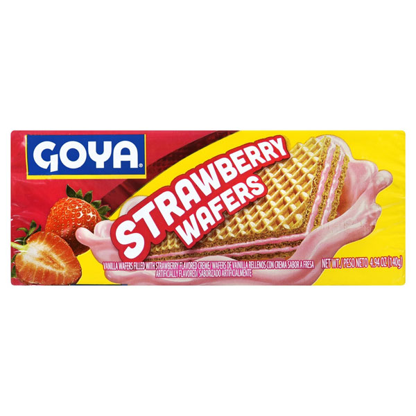 goya-strawberry-wafers.jpg Goya Strawberry Wafers 140g | Crispy Strawberry Cream-Filled Wafers | Sweet Latin Snack - Image 1